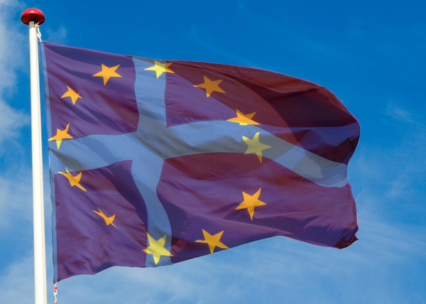 Dannebro og det europæiske flag kombineret